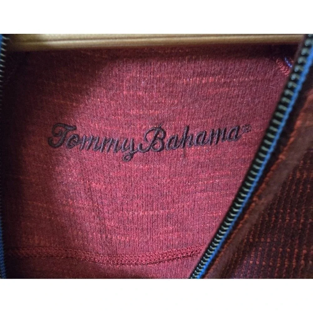 Tommy Bahama Quarter Zip Pullover Mens Large Burgundy Heather Slub Knit Sweater